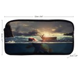 yanfind Pencil Case YHO Fantasy Surreal Fishing Boat Sea Sunrise Underwater Zipper Pens Pouch Bag for Student Office School