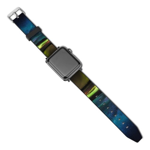 yanfind Watch Strap for Apple Watch Trey Ratcliff Black Dark Aurora Borealis  Clouds Zealand Dawn Night River Compatible with iWatch Series 5 4 3 2 1