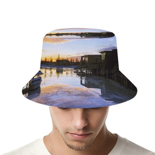yanfind Adult Fisherman's Hat Winter Frozen Sky Morning Cloud Boat Sky Reflection Netherlands Ice Wood Clouds Fishing Fisherman Cap Travel Beach Sun protection