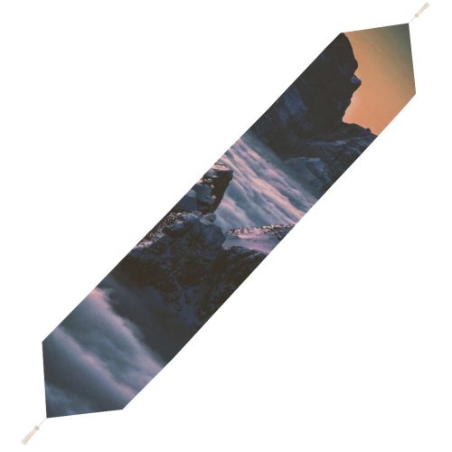 Yanfind Table Runner Backlit Winter Fog Clouds Desktop Sunset Landscape Mountains Evening Travel Outdoor Outdoors Everyday Dining Wedding Party Holiday Home Decor