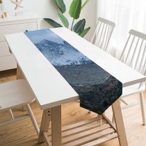 Yanfind Table Runner Landscape Peak Mont Slope Pictures Schoo Outdoors Grey Snow Mointains Everyday Dining Wedding Party Holiday Home Decor
