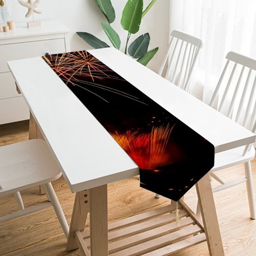 Yanfind Table Runner Light Fireworks Th Movember Trails Festival Midnight Fte Event Year's Eve Diwali white-style1 200*33cm Everyday Dining Wedding Party Holiday Home Decor
