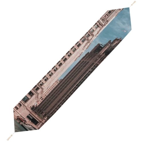Yanfind Table Runner Boats Chicago City Design Office Downtown Skyscraper Daylight Rise Travel Clock Buildings Everyday Dining Wedding Party Holiday Home Decor