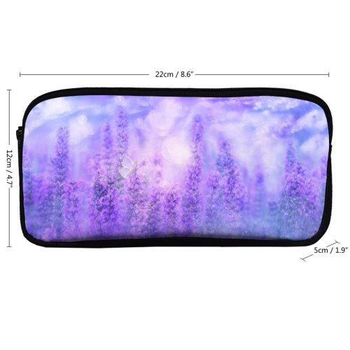 yanfind Pencil Case YHO Sage Plant Violet Flowers Butterfly Garden Purple Zipper Pens Pouch Bag for Student Office School