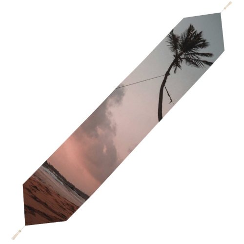 Yanfind Table Runner Backlit Serene Sand Vacation Palm Coconut Scenery Clouds Sri Oceanside Waves Island Everyday Dining Wedding Party Holiday Home Decor