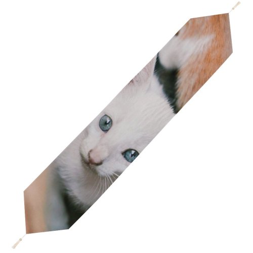 Yanfind Table Runner Funny Curiosity Sit Little Young Eye Pet Whisker Downy Fur Portrait Everyday Dining Wedding Party Holiday Home Decor