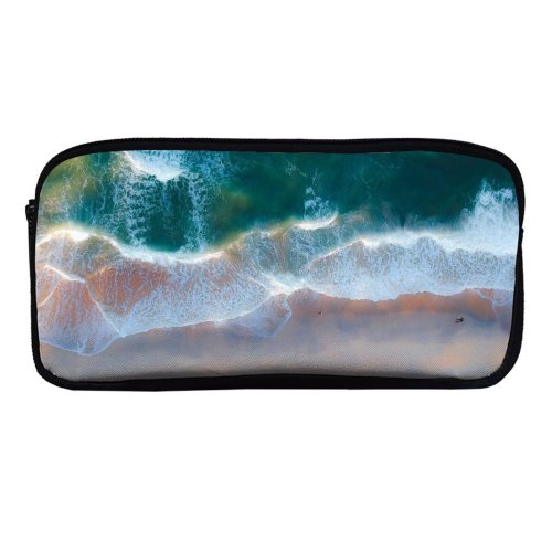 yanfind Pencil Case YHO Pok Rie Beach Coastal Ocean Aerial Birds  Sand Seascape Zipper Pens Pouch Bag for Student Office School