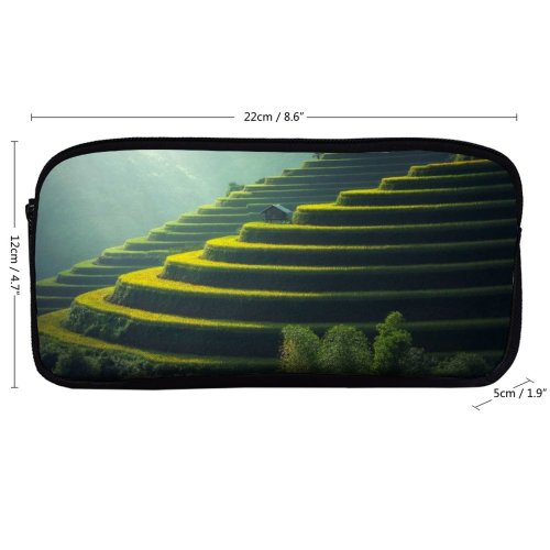 yanfind Pencil Case YHO Sasin Tipchai Rice Fields Agriculture Paddy Landscape Terrace Farming Daylight Zipper Pens Pouch Bag for Student Office School