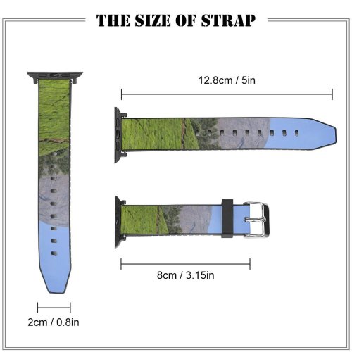 yanfind Watch Strap for Apple Watch Tea Gardens Hill Station Highland Mountainous Landforms  Grassland Natural Landscape Valley Compatible with iWatch Series 5 4 3 2 1