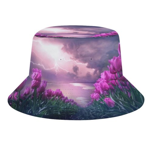 yanfind Adult Fisherman's Hat Flowers Flowers Path Thunderstorm Dark Sky Fishing Fisherman Cap Travel Beach Sun protection