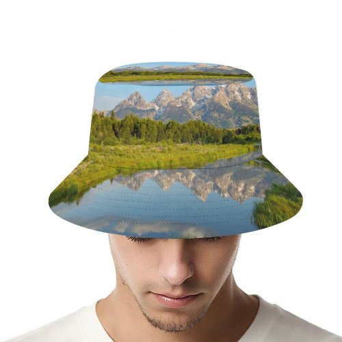 yanfind Adult Fisherman's Hat Robert Bynum Teton Range Rocky Mountains Wyoming USA Mirror Lake Reflection Beaver Fishing Fisherman Cap Travel Beach Sun protection