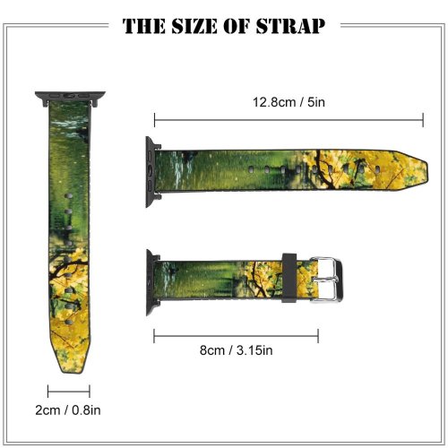 yanfind Watch Strap for Apple Watch Ujazdowski Park Warsaw Autumn Fall Natural Landscape Reflection Tree Leaf Bank Compatible with iWatch Series 5 4 3 2 1