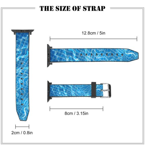 yanfind Watch Strap for Apple Watch  Texture Pool Summer Crystal Clear Transparent Aqua Electric Azure Technology Compatible with iWatch Series 5 4 3 2 1
