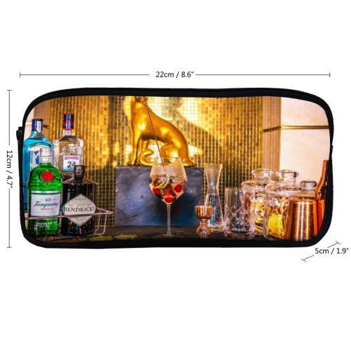yanfind Pencil Case YHO Images Bottle Glass Restaurant Mixology Manager Beer Alcohol Party Marketing Goblet Liquor Zipper Pens Pouch Bag for Student Office School