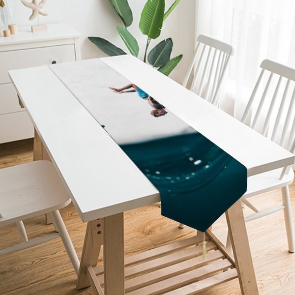 Yanfind Table Runner Recreation Iphone Beach Trip Young Boat Outdoor Diver Outdoors Leisure Motion Tourism Everyday Dining Wedding Party Holiday Home Decor