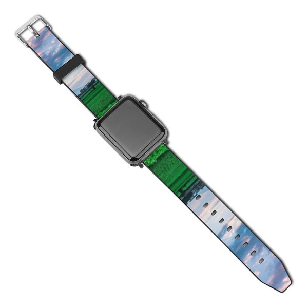 yanfind Watch Strap for Apple Watch Countryside  Pictures Grassland Outdoors Grey Sunset Free D Sky Field Compatible with iWatch Series 5 4 3 2 1