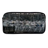 yanfind Pencil Case YHO Boats Clouds Port Sunset Pier Travel  Marina Watercrafts Dock Transportation Reflection Zipper Pens Pouch Bag for Student Office School