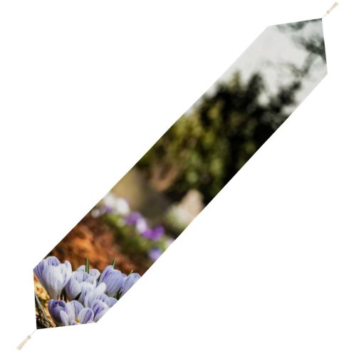 Yanfind Table Runner Blur Focus Wildflowers Flowers Depth Grass Cemetery Field Graveyard Tombstones Stone Growth Everyday Dining Wedding Party Holiday Home Decor