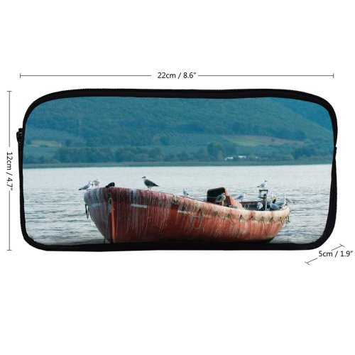 yanfind Pencil Case YHO Boat River Lake Transportation Sea Watercraft System Ocean Zipper Pens Pouch Bag for Student Office School