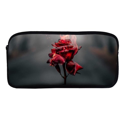 yanfind Pencil Case YHO Vadim Sadovski Flowers Rose Flower Fire Burning Dark Zipper Pens Pouch Bag for Student Office School