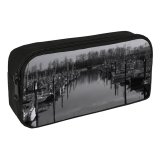 yanfind Pencil Case YHO Bayou Reflection Sky City Marina Boats Beach Tree Waterway Lines Zipper Pens Pouch Bag for Student Office School