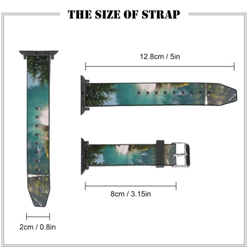 yanfind Watch Strap for Apple Watch Abies Pine Plant Creative Spruce Pictures Outdoors Grey Tree Fir Lake Compatible with iWatch Series 5 4 3 2 1