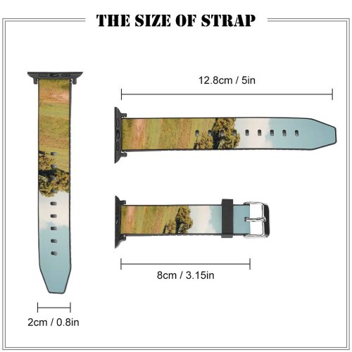 yanfind Watch Strap for Apple Watch Countryside Plant Mound Slope Pictures Grassland Outdoors Grey Tree Free Field Compatible with iWatch Series 5 4 3 2 1