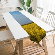 Yanfind Table Runner Colours Field Rapeseed Sky Plant Crop Plant Field Windmill Mustard Prairie Spring Everyday Dining Wedding Party Holiday Home Decor