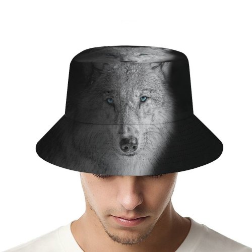 yanfind Adult Fisherman's Hat Randy Rodriguez Black Dark Wolf Beast Wild Wolf Fishing Fisherman Cap Travel Beach Sun protection