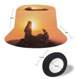 yanfind Adult Fisherman's Hat Sunset Motorcycle Silhouette Golden Hour Fishing Fisherman Cap Travel Beach Sun protection