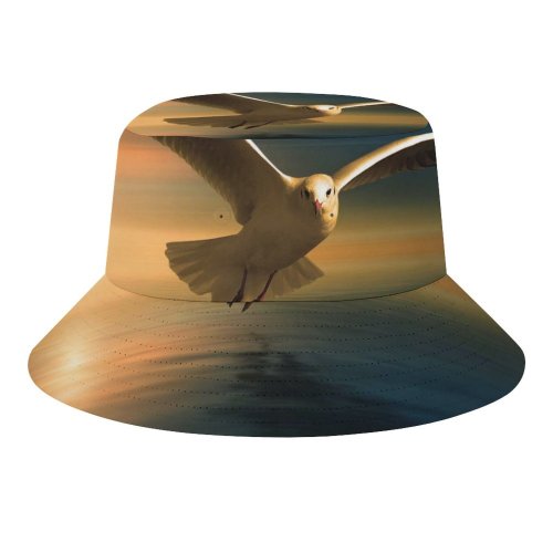 yanfind Adult Fisherman's Hat Gerd Altmann Seagull Birds Sunset Reflection Flying Bird Wings Blur Fishing Fisherman Cap Travel Beach Sun protection