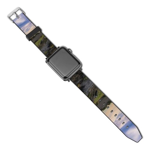 yanfind Watch Strap for Apple Watch Scenery Field Sky  Summer Sunset Free Architecture Shore Travel Outdoors Compatible with iWatch Series 5 4 3 2 1