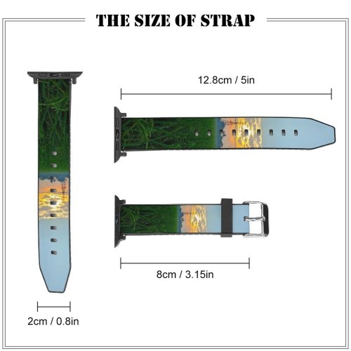 yanfind Watch Strap for Apple Watch Countryside West Pictures Grassland Outdoors Bandung Rahayu Free Birds Java Field Compatible with iWatch Series 5 4 3 2 1