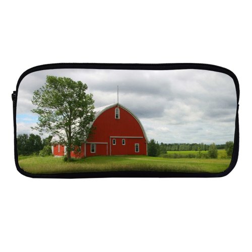 yanfind Pencil Case YHO Building Farming Barn Field Bushes Area Farmhouse Rural Lot Crops Barn Clouds Zipper Pens Pouch Bag for Student Office School