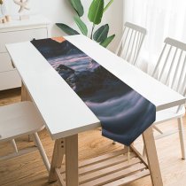 Yanfind Table Runner Backlit Winter Fog Clouds Desktop Sunset Landscape Mountains Evening Travel Outdoor Outdoors Everyday Dining Wedding Party Holiday Home Decor
