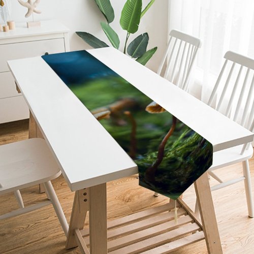 Yanfind Table Runner Blur Focus Botany Forest Depth Grass Field Mushrooms Growth Bokeh Fungi Ecology Everyday Dining Wedding Party Holiday Home Decor