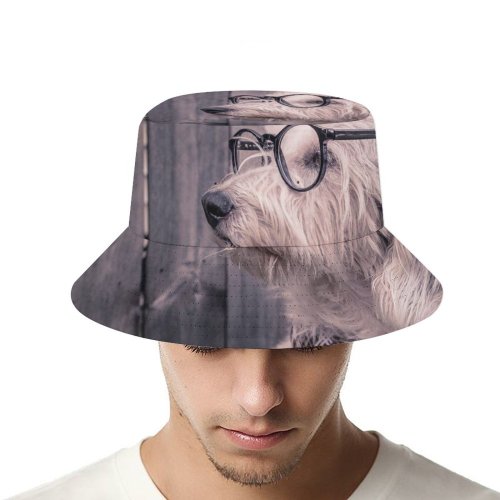 yanfind Adult Fisherman's Hat Dog Funny Glasses Wooden Fishing Fisherman Cap Travel Beach Sun protection
