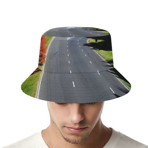 yanfind Adult Fisherman's Hat Thoroughfare Natural Highway Asphalt Landscape Fall Road Leaf Sunshine Tree Autumn Road Fishing Fisherman Cap Travel Beach Sun protection