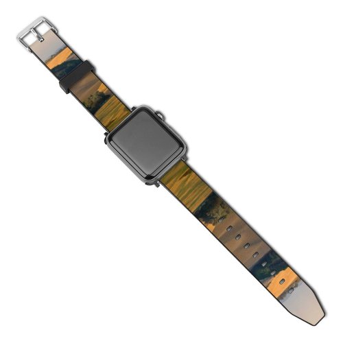 yanfind Watch Strap for Apple Watch Tuscany Tuskany Toscana Italy Italia Summer Landscape Hills Fields Golden  Sunshine Compatible with iWatch Series 5 4 3 2 1