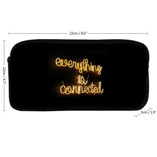 yanfind Pencil Case YHO Daria Shevtsova Black Dark Quotes Everything Is Connected Neon Zipper Pens Pouch Bag for Student Office School