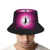 yanfind Adult Fisherman's Hat Suryapraveen Black Dark Minimal Cats Moon Silhouette Fishing Fisherman Cap Travel Beach Sun protection