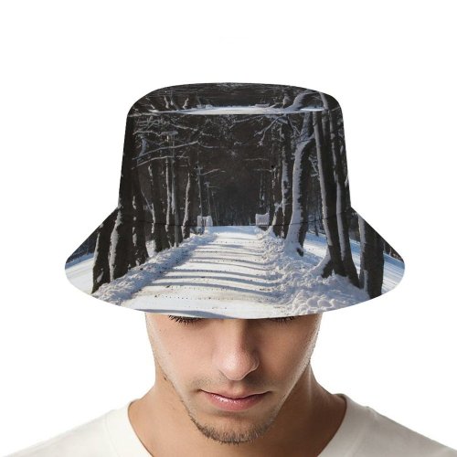 yanfind Adult Fisherman's Hat Winter Trail Winter Natural Woody Landscape Plant Branch Snow Road Tree Tree Fishing Fisherman Cap Travel Beach Sun protection