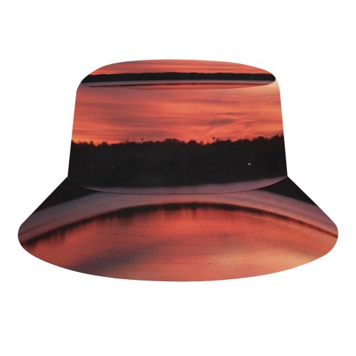 yanfind Adult Fisherman's Hat Sky Beautiful Cool Horizon Sun Stunning Sunset Sky Clouds Afterglow Dusk Lake Fishing Fisherman Cap Travel Beach Sun protection