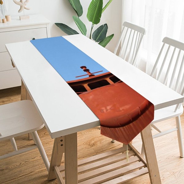 Yanfind Table Runner Marine Sky Vehicle Vessel Bow Prow Boat Sky Ship Moon Maritime Dock Everyday Dining Wedding Party Holiday Home Decor