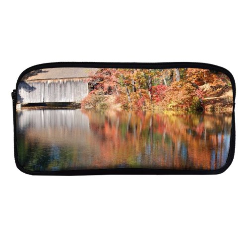 yanfind Pencil Case YHO Bayou Tree Rustic  England Reflection Pond Pond Covered Leaf Lake Landscape Zipper Pens Pouch Bag for Student Office School