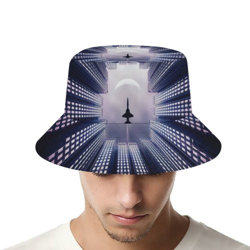 yanfind Adult Fisherman's Hat Chiara Lily Jet Fighter Moon Buildings Fishing Fisherman Cap Travel Beach Sun protection
