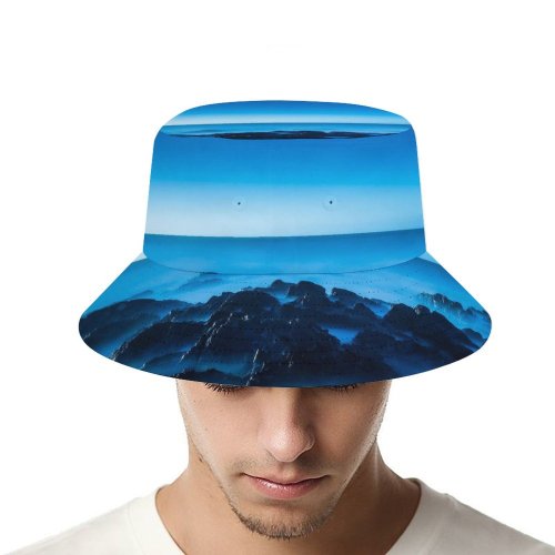 yanfind Adult Fisherman's Hat Seascape Horizon Clear Sky Ocean Rocks Sunrise Dawn Sky Fishing Fisherman Cap Travel Beach Sun protection
