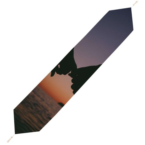 Yanfind Table Runner Backlit Hands Sunset Landscape Evening Travel Waves Beach Togetherness Twilight Couple Sunrise Everyday Dining Wedding Party Holiday Home Decor