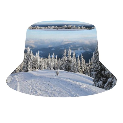 yanfind Adult Fisherman's Hat Winter Frost Freeze Piste Winter Woody Landscape Mountain Sky Snow Ski Tree Fishing Fisherman Cap Travel Beach Sun protection