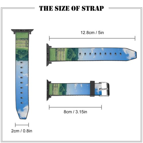 yanfind Watch Strap for Apple Watch Rural Countryside Creative Greenville Mound Pictures Grassland Cloud Outdoors Tree Carolina Compatible with iWatch Series 5 4 3 2 1